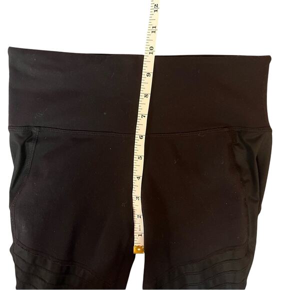 Athleta Black Moto High Rise Powerful Gleam Mesh Leggings Size XS Yoga Workout - Picture 6 of 12